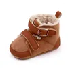 Premiers marcheurs enfant en bas âge né bébé unisexe chaussures filles garçons hiver bottes chaudes en peluche Pom neige semelle en caoutchouc marche pour bébé 0-18M