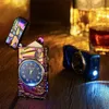 Orologio reale in rilievo in metallo 3D Accendino di ricarica USB Quadrante colorato Lampada di illuminazione digitale a doppio arco Accessori per fumatori Y5P4