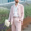 メンズスーツ2023ファッションピンクメンノッチラペル2つのボタン2ピース男性の花room師花園の結婚式のタキシードコスチュームhomme