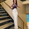 Robes décontractées INS Style européen et américain 2023 Été Femmes Mode Bretelles Stripe Contraste Slim Fit Robe de hanche