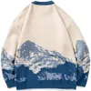 Maglioni da uomo Uomo Hip Hop Streetwear Maglione Harajuku Vintage stile giapponese Snow Mountain lavorato a maglia Inverno Casual Pullover Maglieria 230831