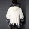 Trenchs de femmes 2023 hiver imitation manteau de fourrure mi-longueur vison velours à capuche chaud basique femme plus taille élégante veste douce