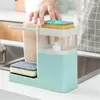 Liquid Soap Dispenser Detergent Press Box Drain Sink Towel Bar Sponge Storage Holder Multifunctional Rack Kitchen Organizer