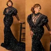 Aso ebi Black Mermaid Dressal Sealial Dresses Glitter recided 2022 Dubai African Celebrity Party Dounts Comple