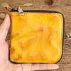 Wallets Vintage Genuine Leather Wallet Short Zero Vegetable Tanned Cowhide Personalized Trend Men's Card Bag