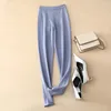 Leggings femininas Naizaiga 100 Cashmere 12 Pins 26s Mulheres usam preto cintura alta abdômen elástico magro outono calças apertadas legging ksn220