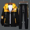 Homens Tracksuits Homens Tracksuits 2 Peça Sweat Suits Mens Zipper Cardigan Impressão Moletons Sweatpants Define Estudante Marido Roupas Esportivas 230831