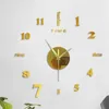 Horloge muette murale bricolage sans cadre 3d miroir autocollant décor à la maison horloge muette murale affichage de 12 heures horloge murale avec marque de temps 50x50 cm 230825 230825