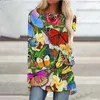 Spring/Summer Casual Women's Beautiful Plus Size 3D Printed Long Sleeve Long T-shirt Women's Fashion Hawaiian Flower Short Skirt HKD2309011