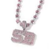 Encantos Personalizados Letras Nome Pingentes Colares para Homens Hip Hop 3A Rosa CZ Pedra Bling Iced Out Rapper Jóias 230831