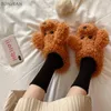 Pantofole Invernali Cartoon Dog Donna Piatto Peluche Femminile Pavimento di casa Moda Punta chiusa Scarpe da donna calde e confortevoli da donna