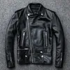 Men's Leather Faux Spring and Autumn Natural Sheepskin Jacket Black Soft Motocycle Jackets Motor Clothing Biker Slim Short Coat 230831