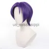 Cosplay perukları leama peruk sentetik saç anime mavi kilit reo mikage cosplay peruklar mor 30cm kısa ve updos cosplay saç ısıya dayanıklı peruk x0901