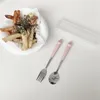Serviessets Kinderen leren eten Trainingslepels Extra vork Plastic servieslepel Siliconen / roestvrij staal Babyaccessoires