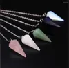 Charms 1PC Healing Crystal Pendulum For Divination Dowsing Pink Quartz Pendulums Natural Gem Stone Reiki Pendant F1710