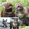 Dog Collars Leashes 304 Stainless Steel Chain Collar And Leash Super Strong Metal Choke Sier Gold Pet Lead Rope For Party Show Drop De Dhces