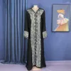 Vêtements ethniques Élégant Eid Abaya Femmes Robe Moyen-Orient Musulman Noir Cardigan À Manches Longues Paillettes Robe Islam Arabe Dubaï Lâche Caftans