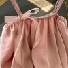 Zestawy odzieży Menoea Summer Baby Dziewczyny Różowy jedwabny kamisole kwiatowe spodnie 2pcs garnitur dla dzieci swobodne kamizelki