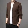 Men's Jackets Spring Autumn The Brand Fashion Business Casual Solid Color V-neck Knitted Cardigan Sweater Men Coats