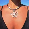 Hänghalsband 2023 Etnisk stil Överdriven blommor halsband för kvinnor Böhmen smycken kreativt parti gåva kvinnliga tillbehör