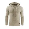 Hoodies masculinos 2023 outono confortável cinza com capuz tridimensional remendo bolso xadrez cor sólida casual jacquard moletom