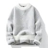 Męskie swetry zimowe elastyczne gęste ciepłe dzianiny Sweter Mężczyzna Modna Mink Kaszmirowe Klasyczne paski Pullover Pull Homme
