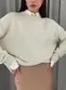 Женские свитеры элегантные кашемировые вязаные пуловки Сплошные пуловные джамперы O-образного вырезок 2023 Осенний зимний офис с длинным рукавом