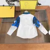 designer Baby Autumn clothing lapel Shirt fashion SIZE 110-160 CM Kids top Contrast stitching design Child Blouses Aug30