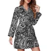 Damen-Nachtwäsche, Paisley-Spieltag-Pyjama-Robe, V-Ausschnitt, graue und schwarze modische Kleider, langärmliger Freizeit-Bademantel mit Design-Pyjamas für Damen