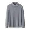 Herrtröjor toppklass Brnadkläder smart casual polo stickad tröja 2023 Spring Autumn Men Classic Solid Color Wool Pullover