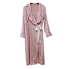 Women's Sleepwear Satin Robe Female Princess Robes Silky Bridal Wedding Gift Kimono Bathrobe Gown Nightgown Vintage Nightwear