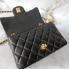 New Square Fat Handbag Casual fashion Designer Channel Bag Diagonal shoulder top luxury design sheepskin Gold ball chain purse Women's bag