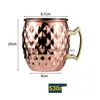 Copos de vinho Home Kitchen 304 Aço Inoxidável Copo de Moscou Cobre Banhado Martelo Caneca Cocktail Bar Me Canecas Lt162 Gota Entrega Gar Dh3O1