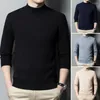 Pulls pour hommes à la mode hommes tricots pull tricoté élégant demi-col roulé pour l'automne hiver slim fit streetwear