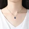 Pendant Necklaces Women Blue Cubic Zirconia Ly-designed Modern Neck Silver Plated Elegant Lady's Wedding Jewelry