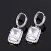 Hotsale Femmes Boucles D'oreilles Plaqué Or Blanc 18 Carats Étincelant Grand CZ Diamant Boucles D'oreilles Créoles pour Filles Femmes pour Fête De Mariage Joli Cadeau