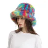 Bérets Adulte Peluche Couleur Correspondant Seau Chapeau Large Bord Pêcheur Coupe-Vent