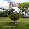 Estatuetas decorativas espelho de aço inoxidável grande esfera jardim el quadrado shopping parque paisagem decoração escultura metal oco bola personalizado