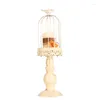 Candle Holders European Iron Retro White Bird Cage Holder Candlelight Dinner Romantic Valentine's Day Decoration Candelabros