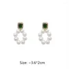 Stud Earrings Korean Fashion Small Simulated Pearl Cute Hollow Circle For Women Girls Jewelry Aretes De Mujer Gift