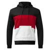 Herrtröjor Bomullslinne Skjortor för män Fleece Pullover Hoodie Sweatshirt Drawstring Hooded Color Block Mens With Pocket