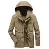 Herrjackor våren Autumn Europe Militär Casual Style Högkvalitativ 100 Cotton Khaki Army Hooded Jacket Coat Black Coats 230831