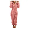 Casa Roupas Inverno Quente Pijama Mulheres Onesies Com Capuz Fluffy Fleece Macacões Pijamas Nighties Zipper Manga Longa Romper Pijama Homewear X0902