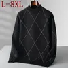 Pulls pour hommes 8XL 7XL 6XL 2023 Automne Hiver Haut de gamme Pull à col roulé Hommes Doux Chaud Hommes Pull Casual Argyle Cachemire Jumpers