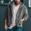 Giacche da uomo Autunno Inverno Cappotti di lana d'agnello Addensare Caldo Felpe con cerniera a maniche lunghe Felpa sportiva casual Cappotto nero Giacca da uomo con cappuccio