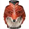 Men's Hoodies 2023 Autumn 3D Hooded Coat Personalized Animal Pattern Horror Sweater Parent Child Same