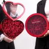 Boîte de rangement d'emballage transparente ronde en forme de coeur Rose fleurs préservées boîte-cadeau bricolage anniversaire de mariage Saint-Valentin Gif265p