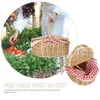 Dinnerware Sets Picnic Basket Vegetable Storage Snack Round Wooden Trays Woven Linen Home Weaving Toddler Onion