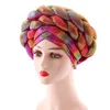 Beanie Skull Caps Färgglada redo att bära Robe Aso Oke Gele Afrikansk mönster Huvudtrafik Förbunden Bonnet Turban Hijab Cap Hat Headtie för Lady 230831