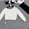 Sexy Tartan Women Blouse Sweater Fashion Brand Shoulder Chain Long Sleeve Tops High Quality Sweatshirt